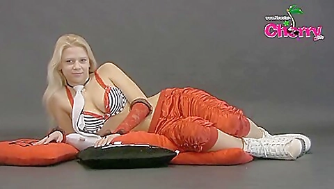 Blonde cutie with sex toys